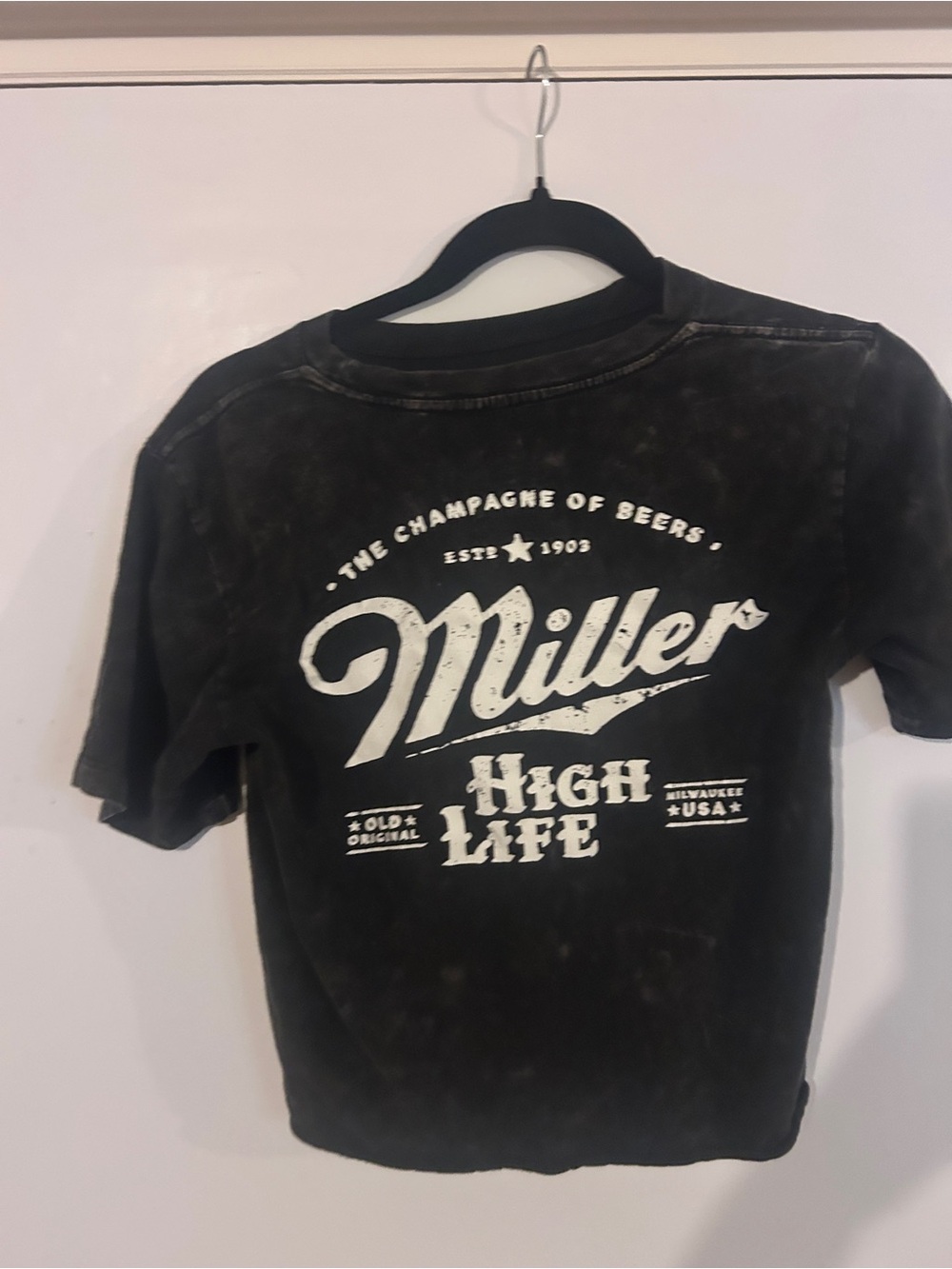 Miller High Life Black Cropped Graphic Tee - Women's Short Sleeve Top